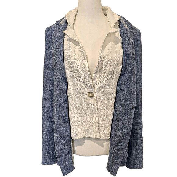 Veronica Beard Orchid Chambray Upcollar Blazer Jacket Size 6 w/ Dickey Insert - Picture 4 of 13